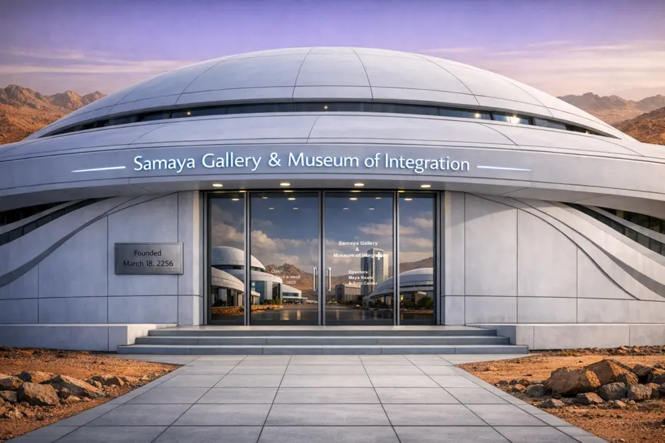 Samaya Gallery exterior at dusk
